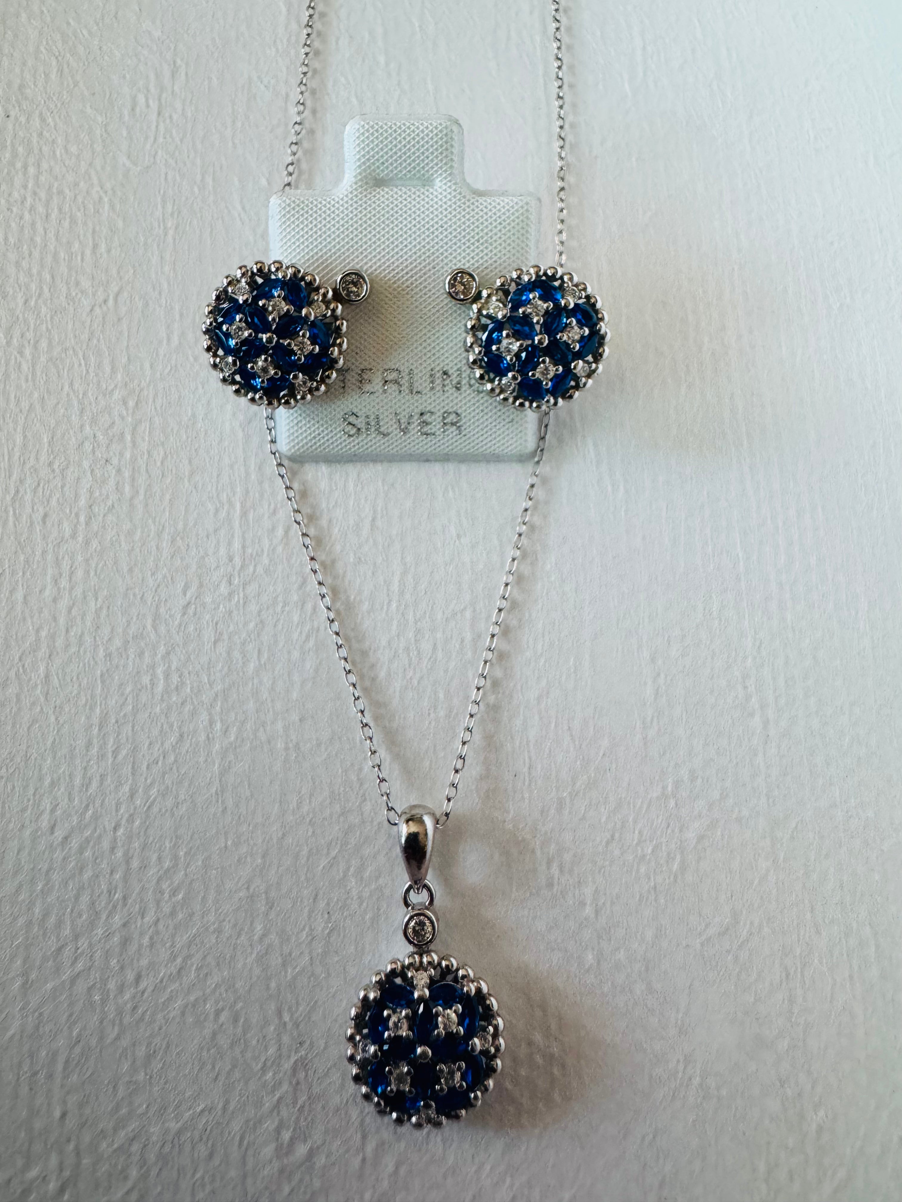 Silver set Earrings and Necklace
