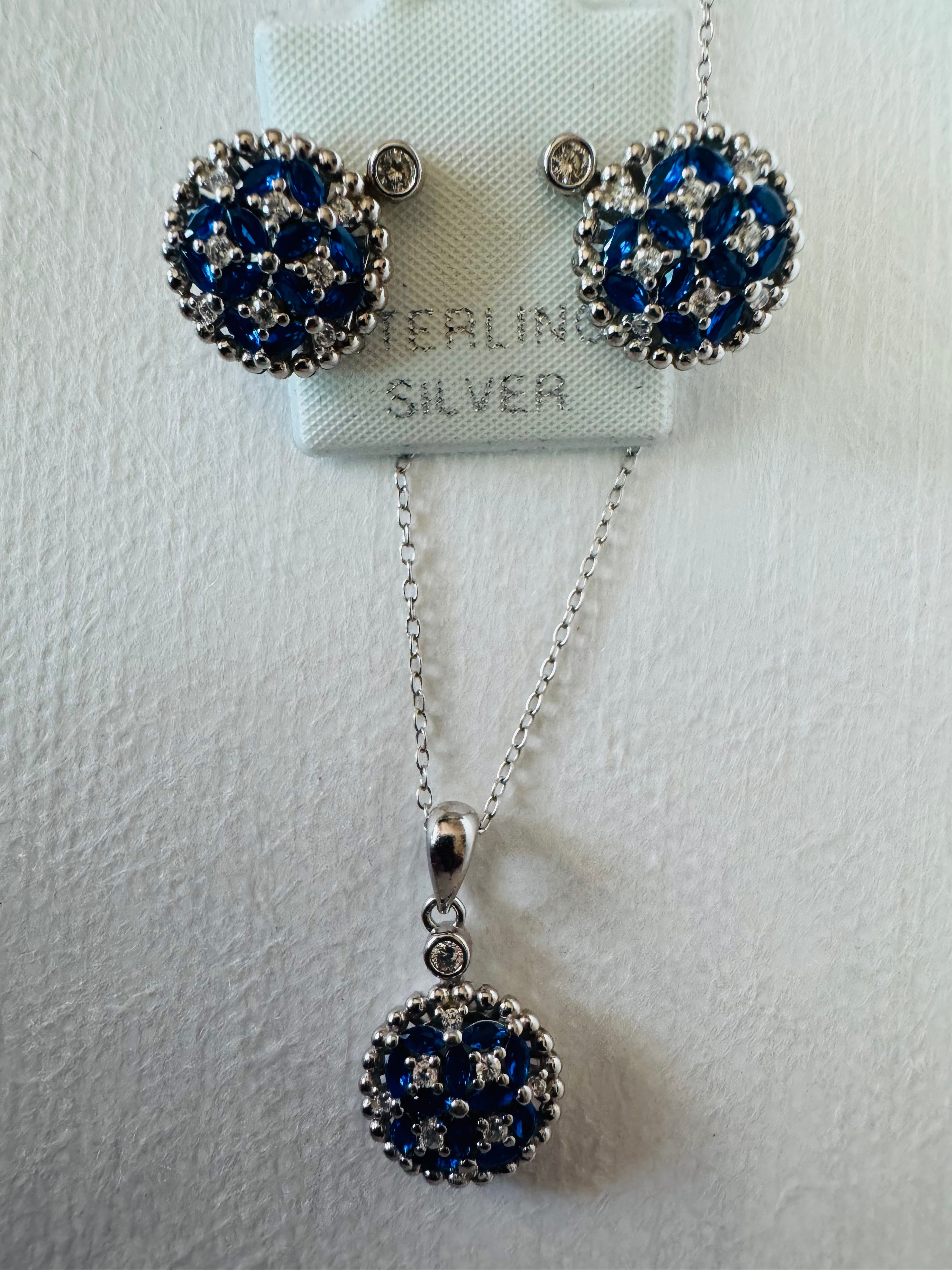 Silver set Earrings and Necklace